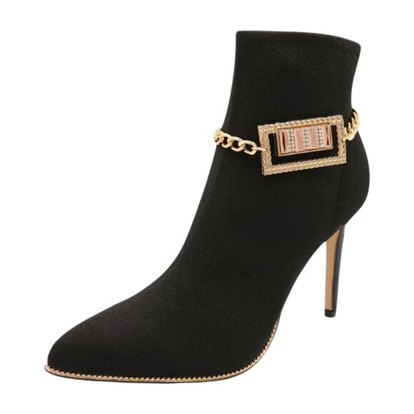 NEW Women Gold Metal Boot Chain Bracelet Bling Shoe Square Charm Fashion 2PCS - Picture 8 of 17